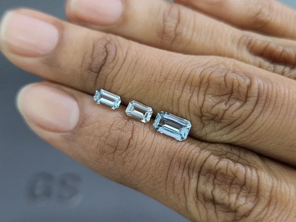 Set of aquamarines octagon cut 1.40 carats, Madagascar Image №1