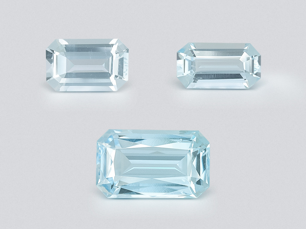 Set of aquamarines octagon cut 1.40 carats, Madagascar Image №1