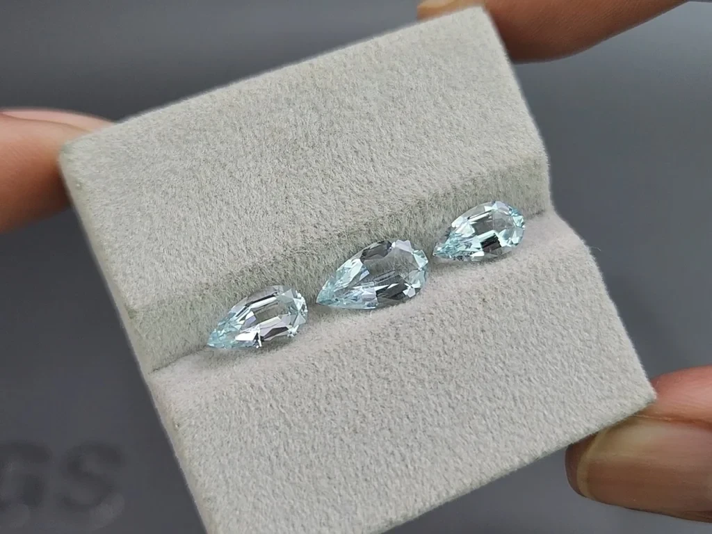 Set of aquamarines in pear cut 2.63 carats, Madagascar Image №5