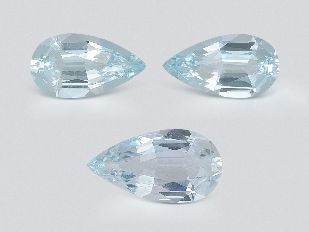 Set of aquamarines in pear cut 2.63 carats, Madagascar Image №1