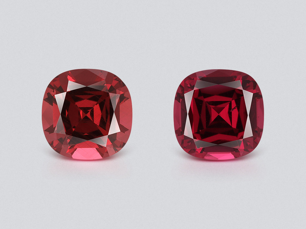 Pair of rhodolite garnets cushion cut 3.54 carats, Madagascar Image №1