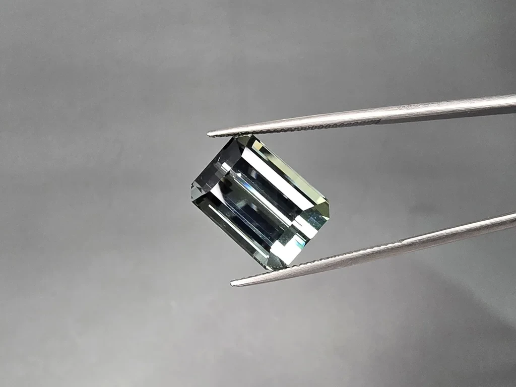 Rare steel-gray tourmaline in octagon cut 15.34 carats, Brazil Image №3