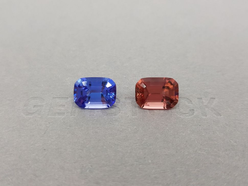 Bright contrasting pair of tanzanite and rubellite 7.16 ct Image №1