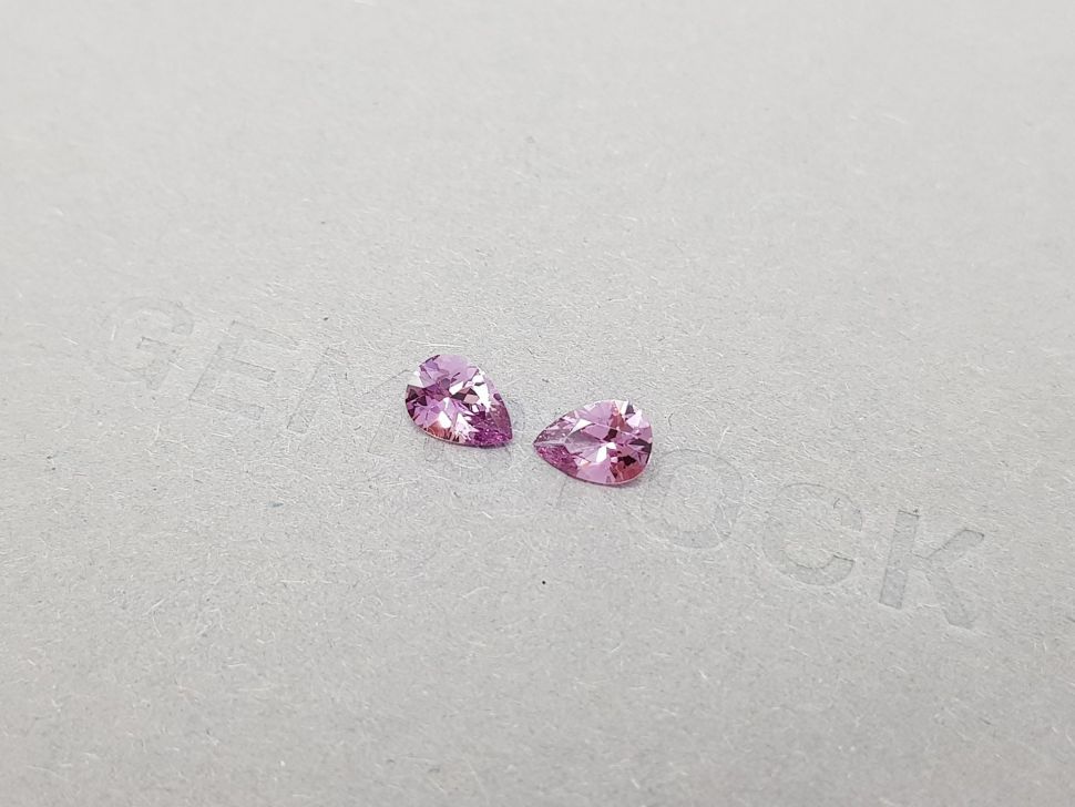 Pair of unheated pear cut purple sapphires 1.12 ct Image №3