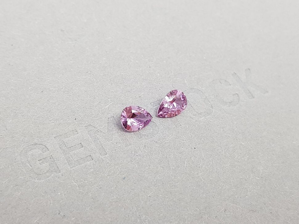Pair of unheated pear cut purple sapphires 1.12 ct Image №2