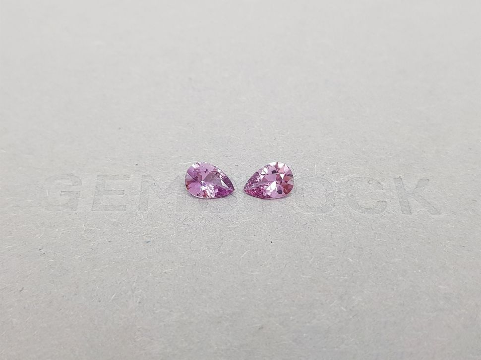 Pair of unheated pear cut purple sapphires 1.12 ct Image №1