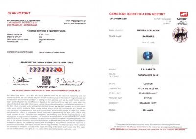 Certificate Ring mit 5,11 Karat Kornblumensaphir und Diamanten in 18 Karat Weißgold