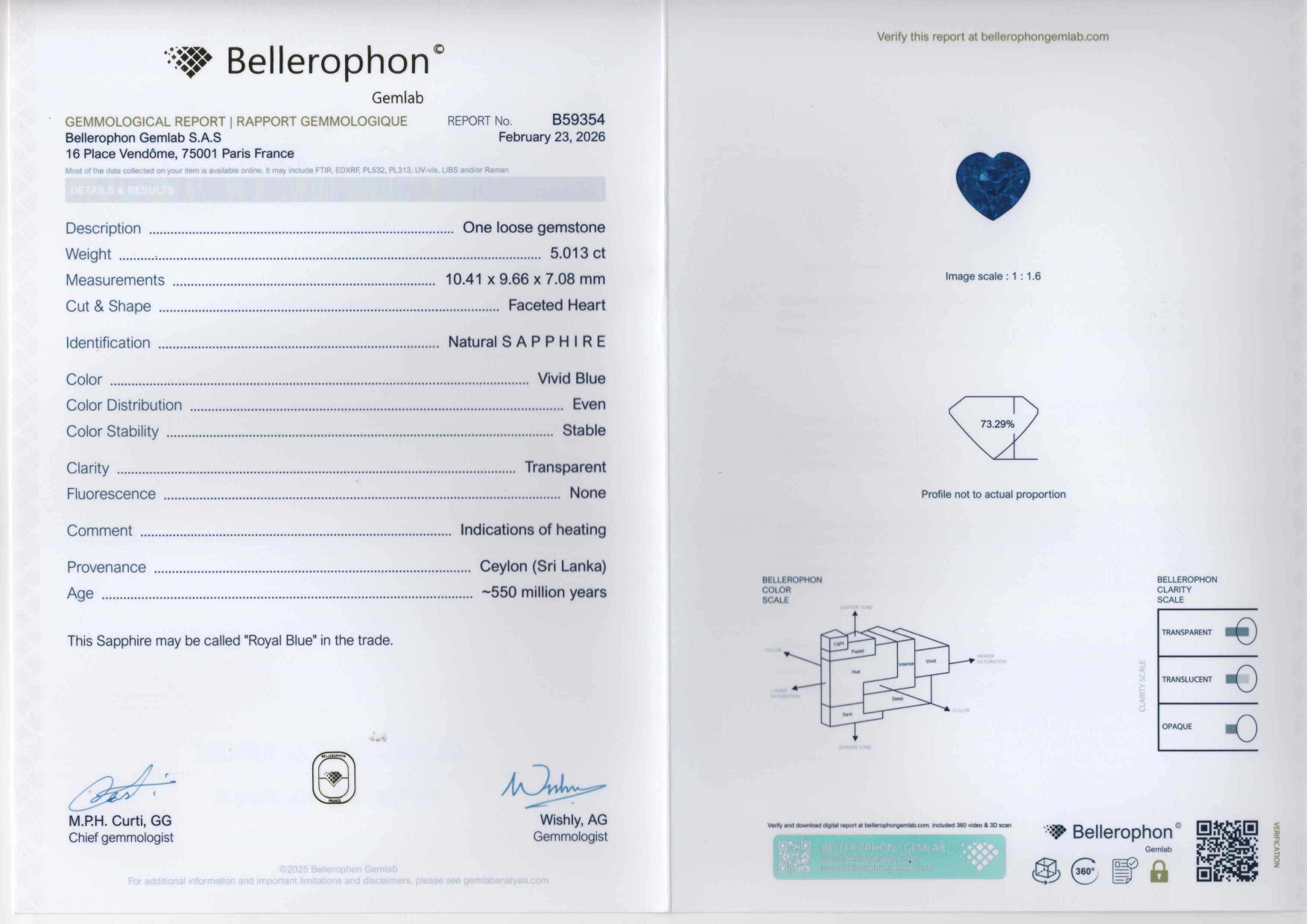 Saphir herzförmiger königsblauer 5,01 karat, Sri Lanka  Image №6