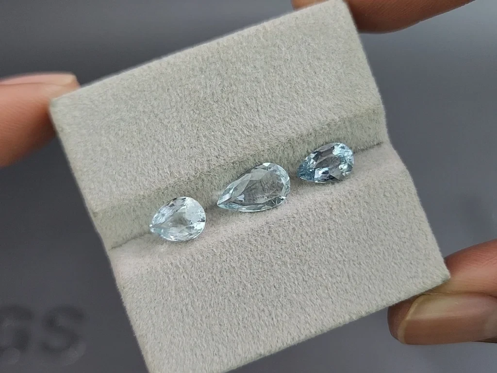 Ensemble aigues-marines taille poire, 2,56 carats, Madagascar Image №5