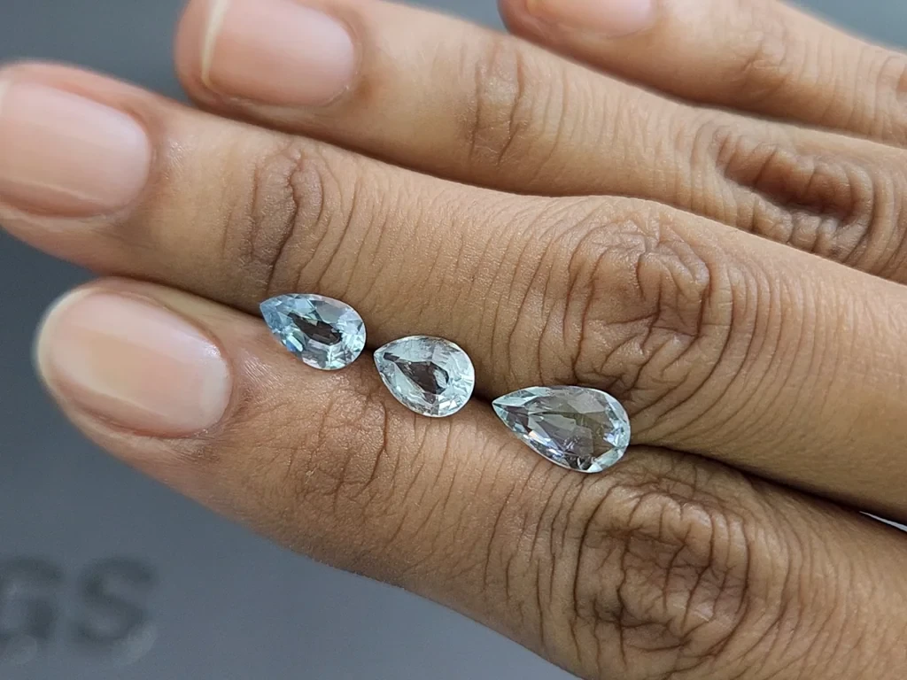 Ensemble aigues-marines taille poire, 2,56 carats, Madagascar Image №2