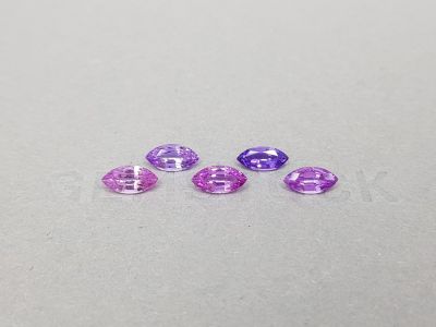 Set of pink and purple marquise cut sapphires 3.15 ct photo