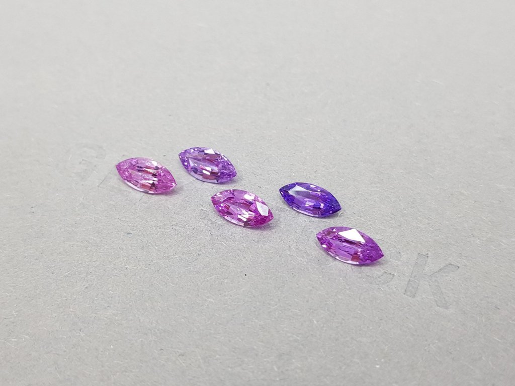 Set of pink and purple marquise cut sapphires 3.15 ct Image №3