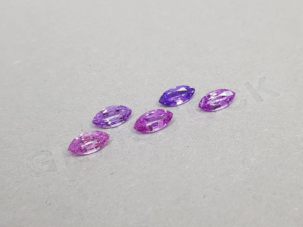 Set of pink and purple marquise cut sapphires 3.15 ct Image №2