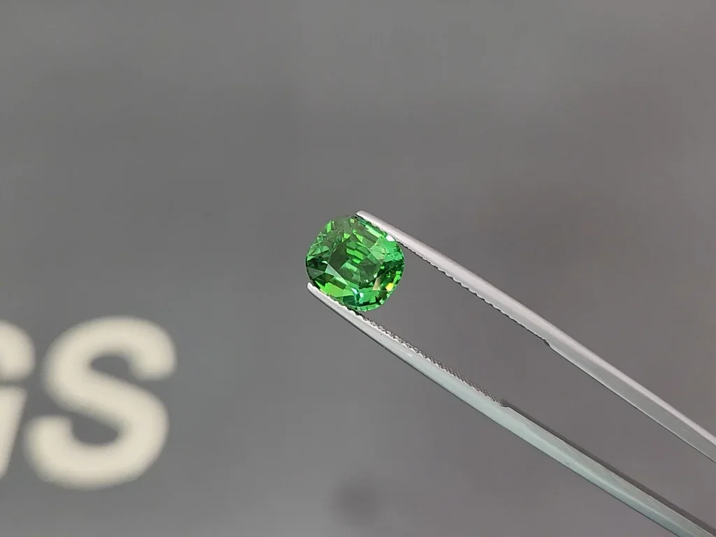 Granate tsavorita de corte cojín verde neón de 3,01 carats, de Tanzania Image №3