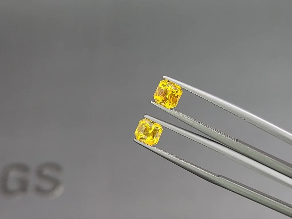 Une paire de saphirs jaune doré taille radiant de 2,24 carats, du Sri Lanka Image №3
