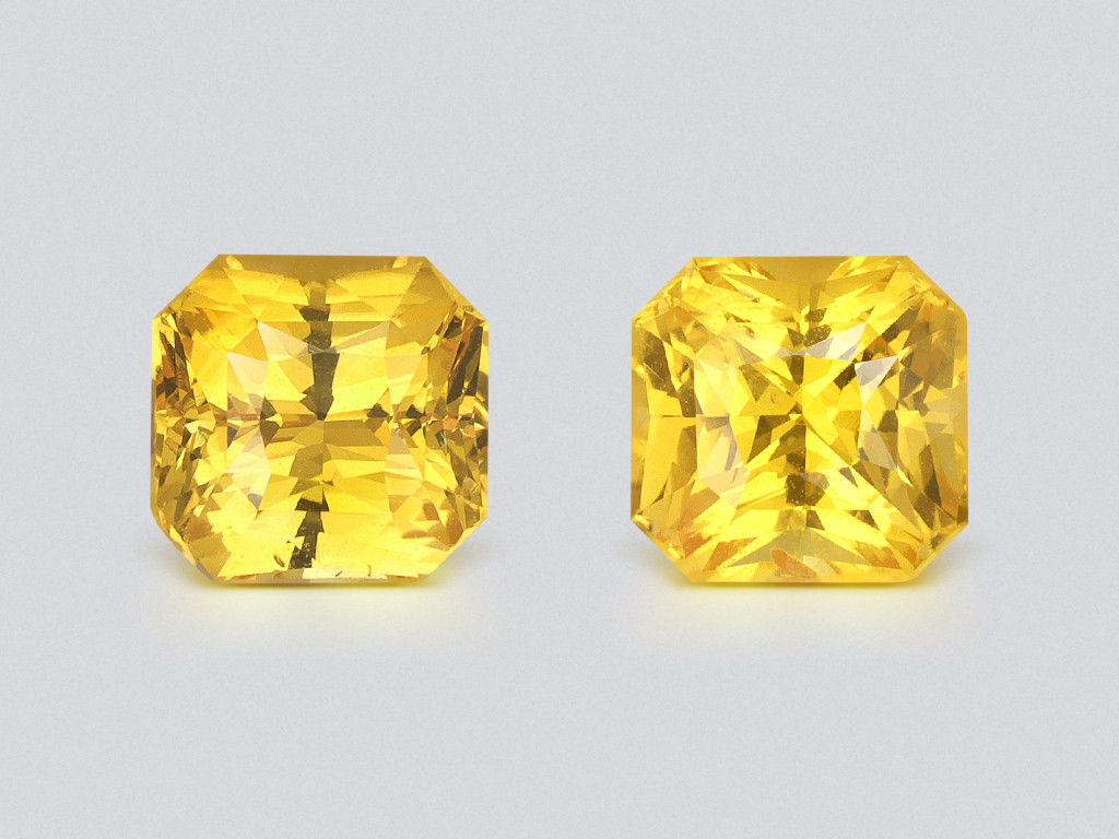 Une paire de saphirs jaune doré taille radiant de 2,24 carats, du Sri Lanka Image №1