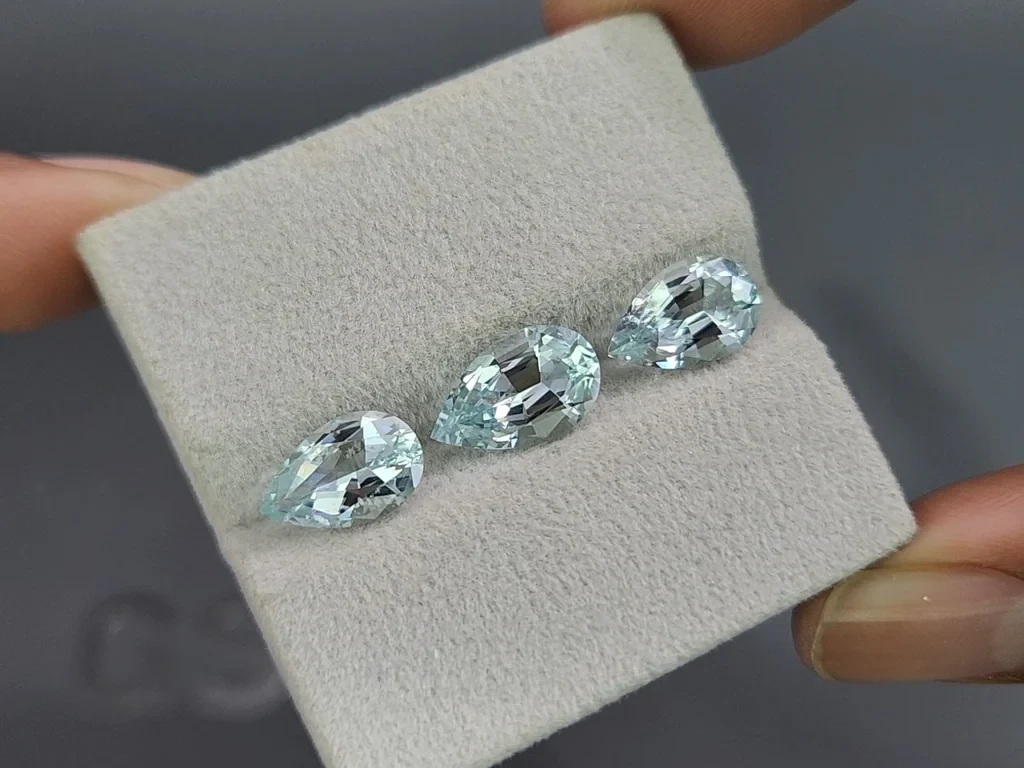Set of aquamarines pear cut 5.67 carats, Madagascar Image №5