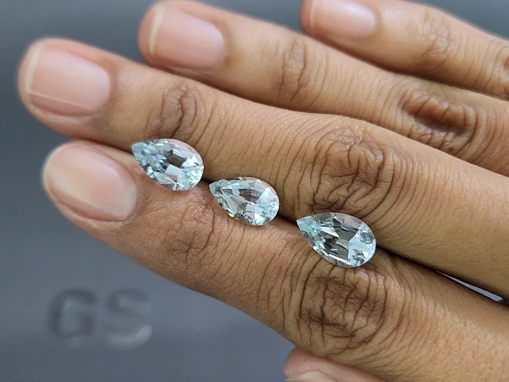 Set of aquamarines pear cut 5.67 carats, Madagascar Image №2