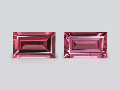 Pair of rhodolite garnets baguette cut 1.92 carats, Madagascar photo