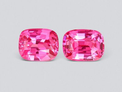 Pair of vibrant pink Mahenge spinels in cushion cut 4.12 carats, Tanzania photo