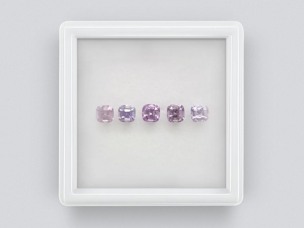 Set aus ungewärmten rosa und lavendelfarbenen Saphiren im Kissenschliff von 2,33 Karat, Madagaskar  Image №1