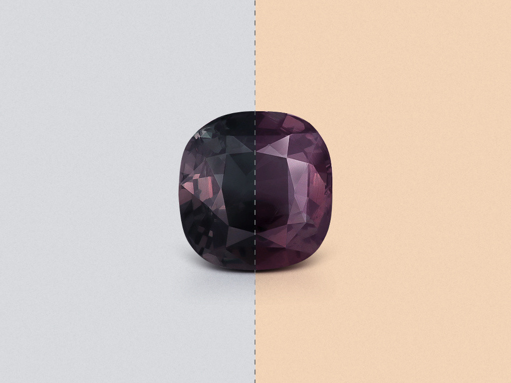 Alexandrite à changement de couleur, taille coussin, 2,54 carats, Tanzanie Image №1