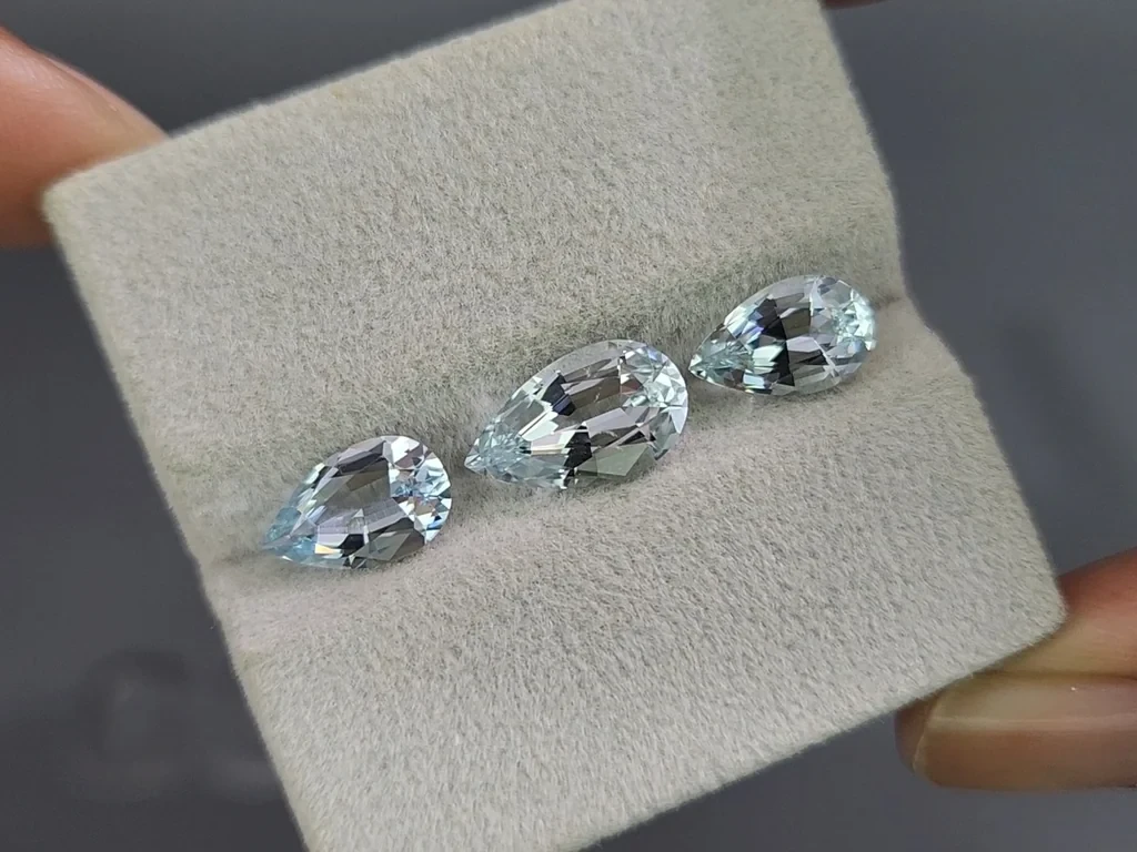 Set of aquamarines pear cut 4.77 carats, Madagascar Image №5