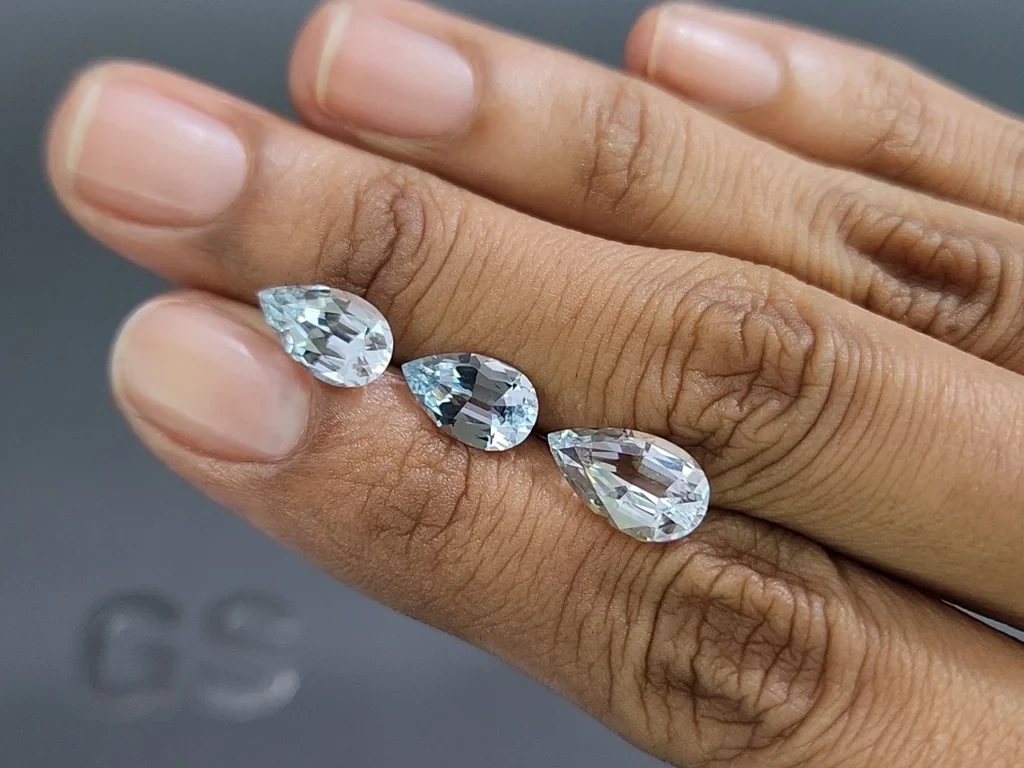 Set of aquamarines pear cut 4.77 carats, Madagascar Image №2