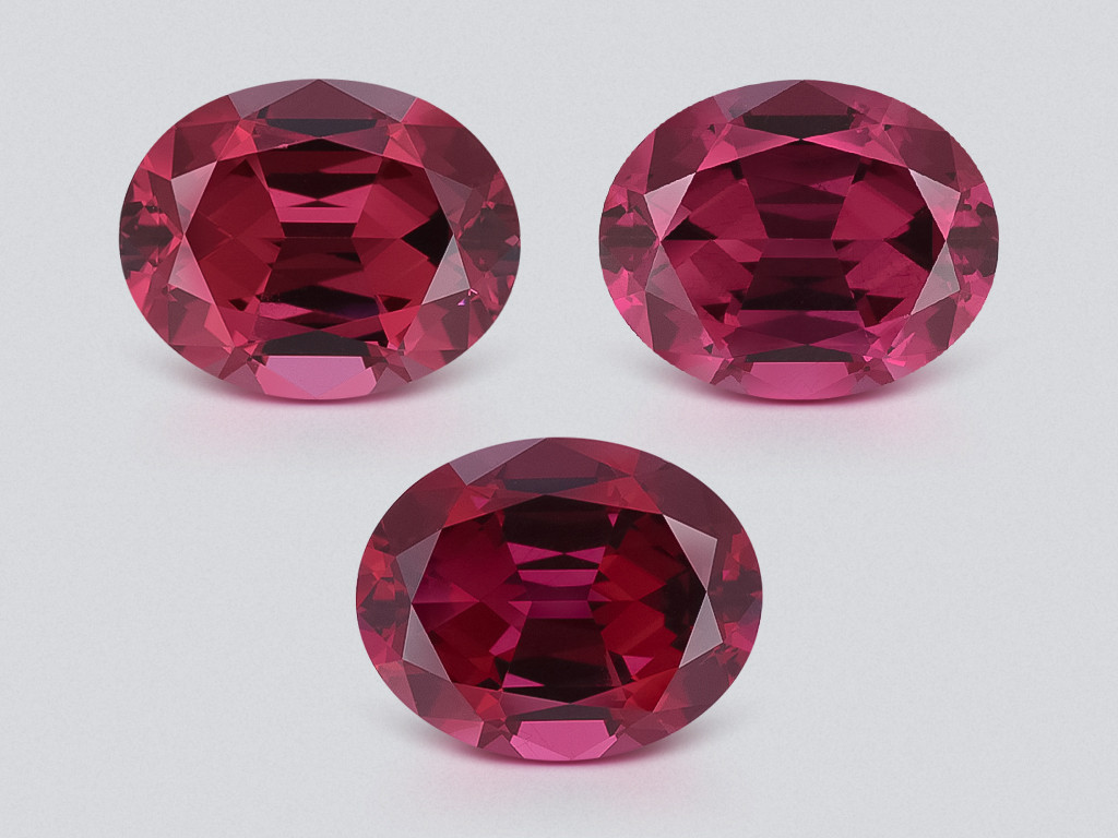 Ensemble de grenats rhodolites de taille ovale 9,37 carats, Madagascar Image №1