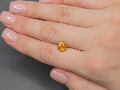 Spessartine vibrant Fanta colored round cut 3.48 carats, Madagascar photo