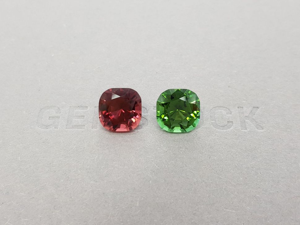 Pair of red and green tourmalines 7.27 ct Image №1