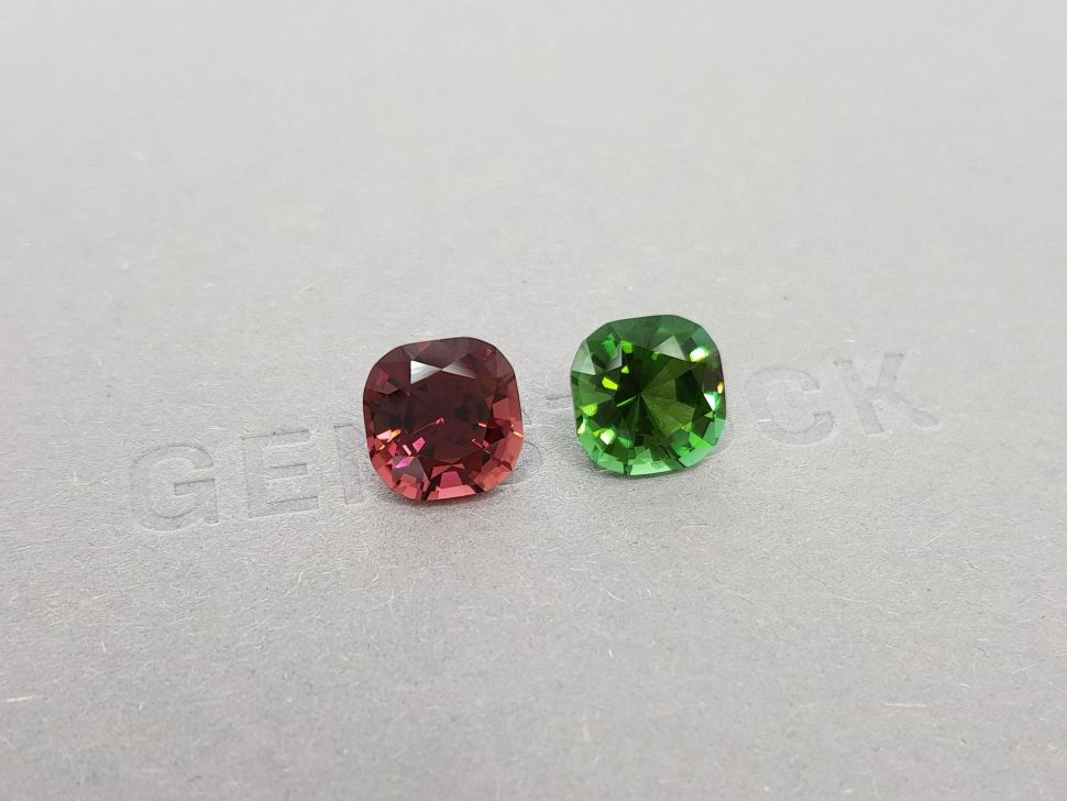 Pair of red and green tourmalines 7.27 ct Image №3