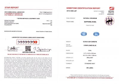 Certificate Pair of Cornflower Blue oval cut sapphires 0.64 ct, Sri Lanka