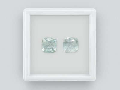 Paire de tourmalines bleu clair taille coussin 4,38 ct photo