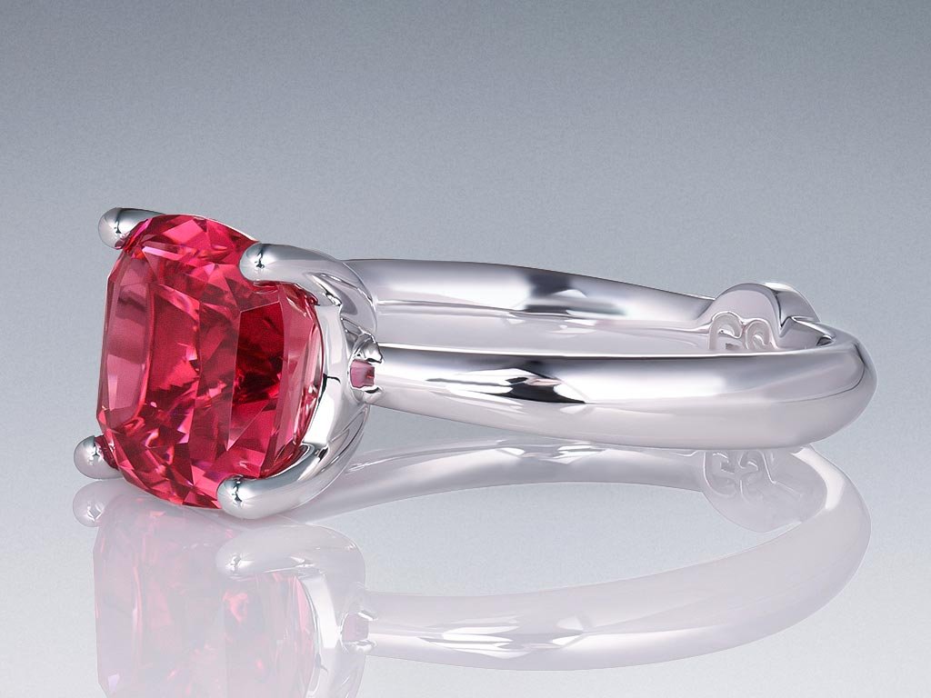 Ring with rich pink rubellite 2.95 carats in 18-carat white gold Image №3