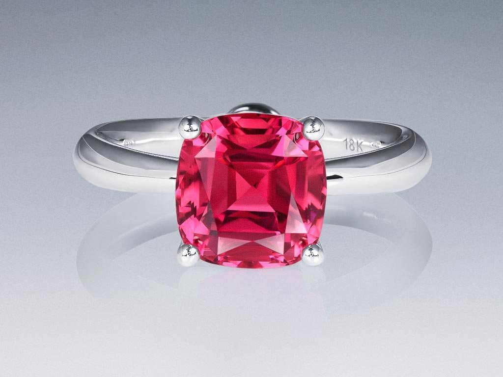 Bague avec riche rubellite rose 2,95 carats en or blanc 18 carats Image №1