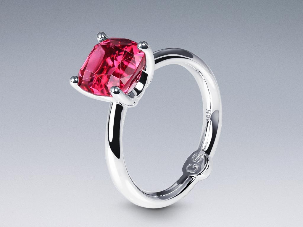 Bague avec riche rubellite rose 2,95 carats en or blanc 18 carats Image №4