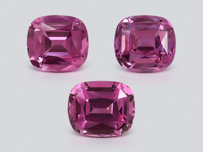 Set of rhodolite garnets in cushion cut 3.89 carats, Tanzania photo
