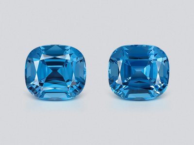 Paire de topazes bleu suisse taille coussin 29,13 ct, Brésil photo