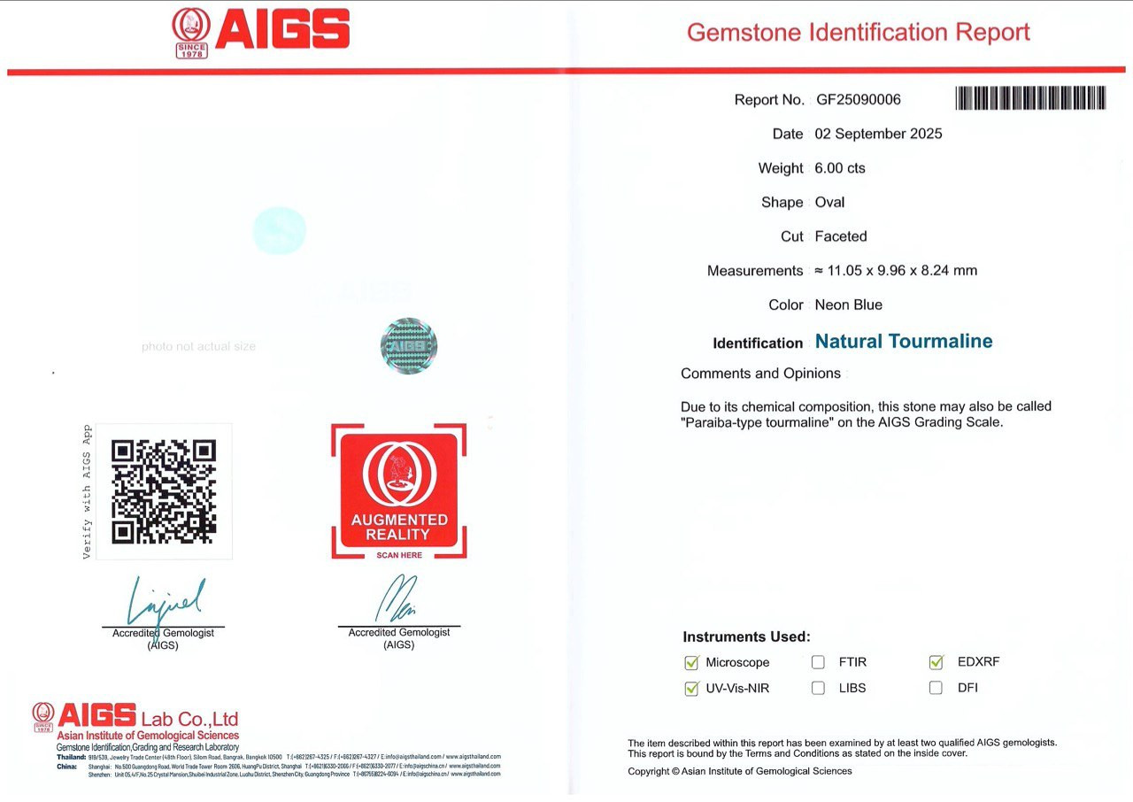 Turmalina Paraiba azul neón talla ovalada 6,00 quilates, África Image №6