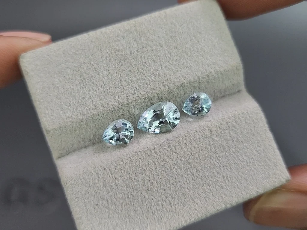 Set of aquamarines in pear cut 2.17 carats, Madagascar Image №5