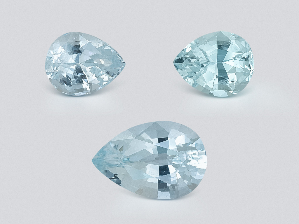 Set of aquamarines in pear cut 2.17 carats, Madagascar Image №1