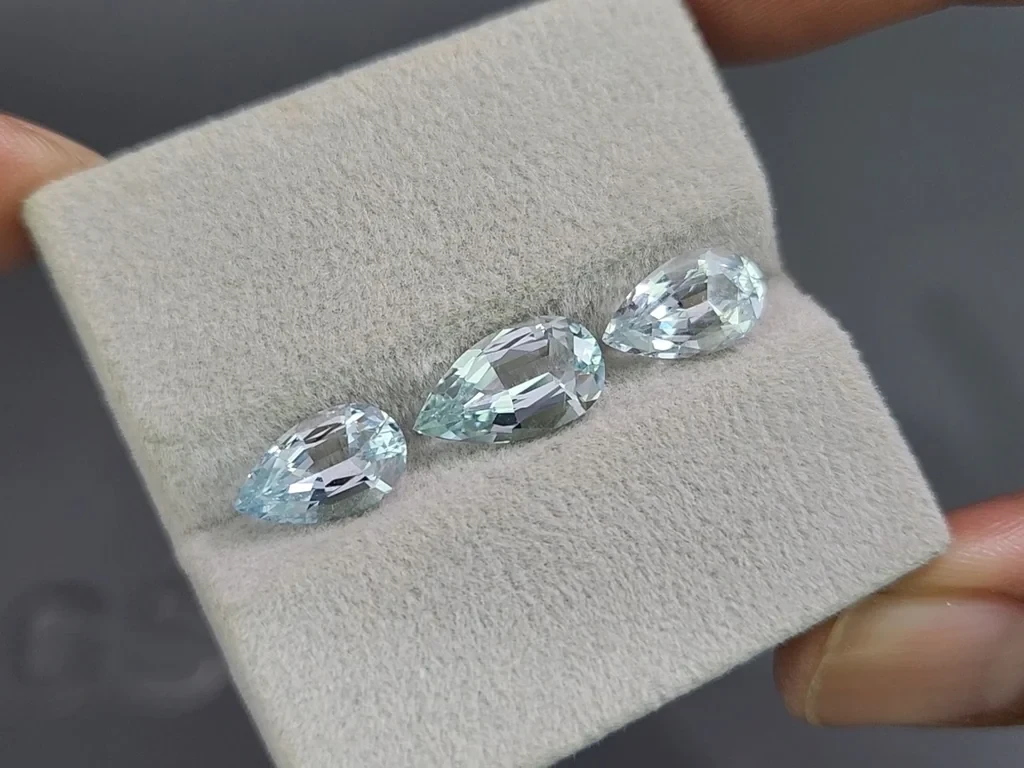 Satz aquamarine im birnenschliff 4,51 karat, Madagaskar Image №5