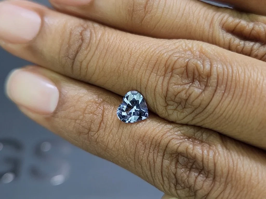 Gray blue spinel heart shape 1.25 carats, Tanzania Image №2
