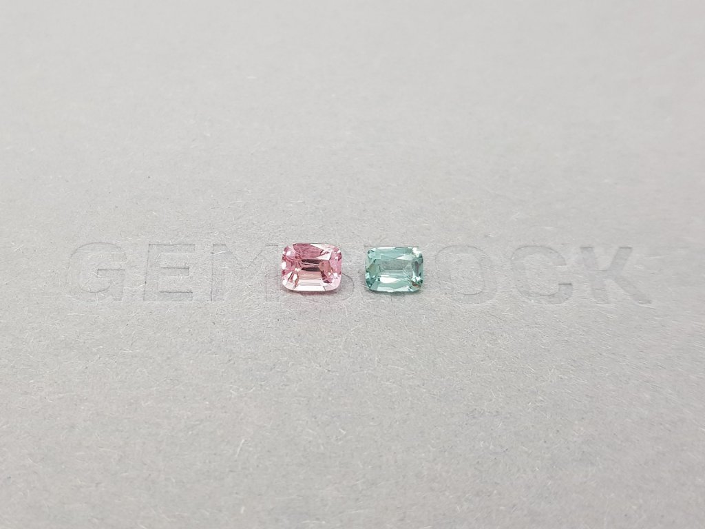 Contrasting pair of pink and blue tourmalines 0.83 ct Image №1