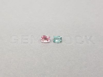 Contrasting pair of pink and blue tourmalines 0.83 ct photo