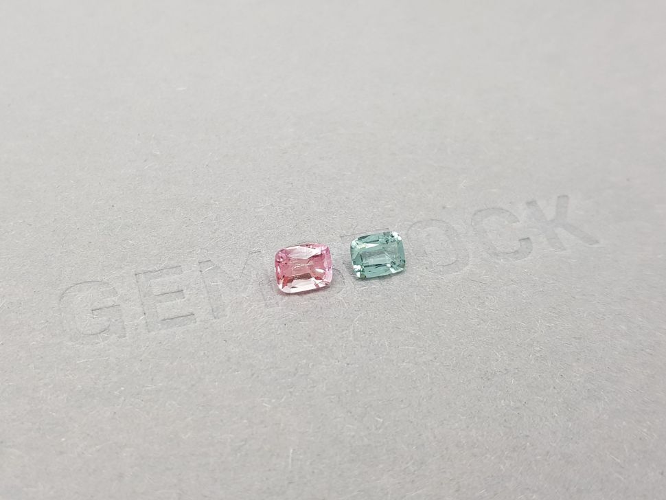 Contrasting pair of pink and blue tourmalines 0.83 ct Image №2