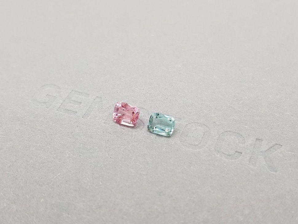 Contrasting pair of pink and blue tourmalines 0.83 ct Image №3