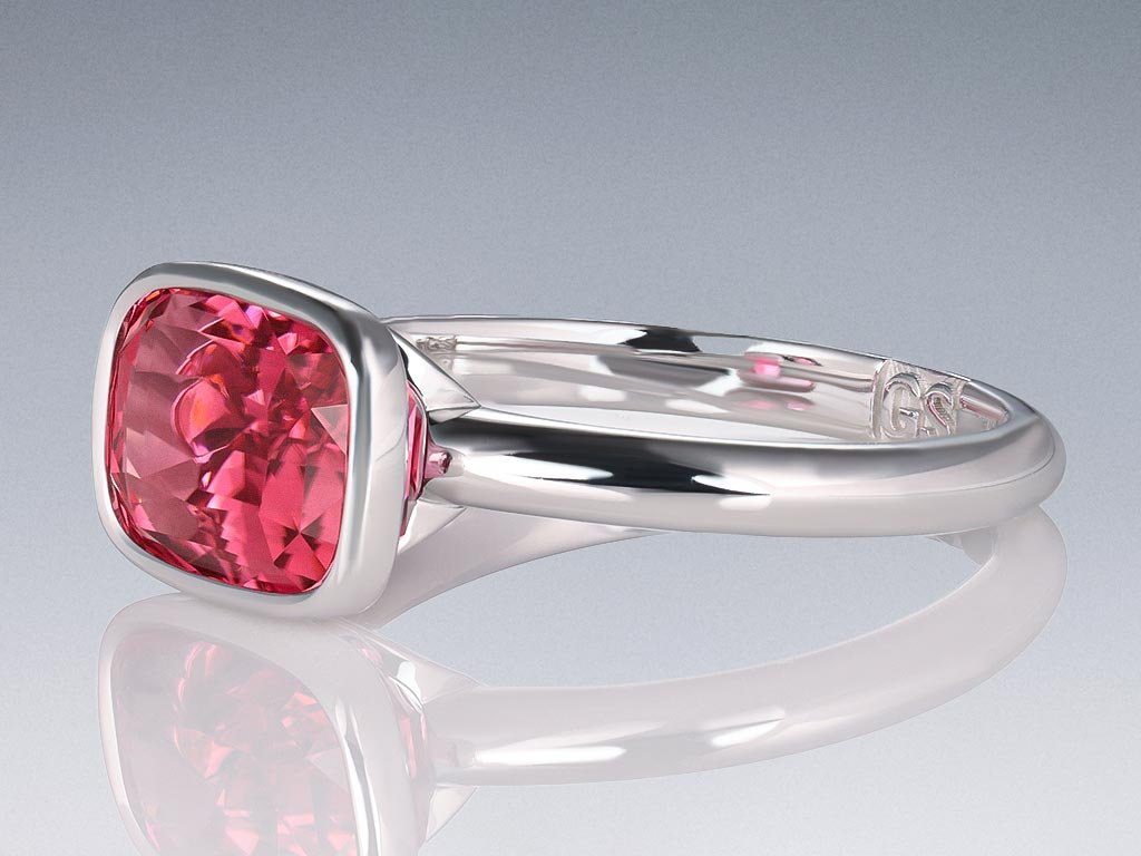 Ring with pink rubellite 3.55 carats in 18-carat white gold Image №3