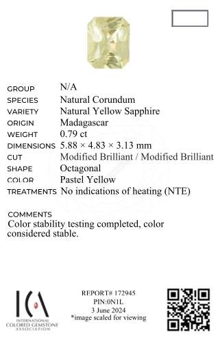 Untreated yellow sapphire radiant cut 0.79ct, Madagascar Image №6